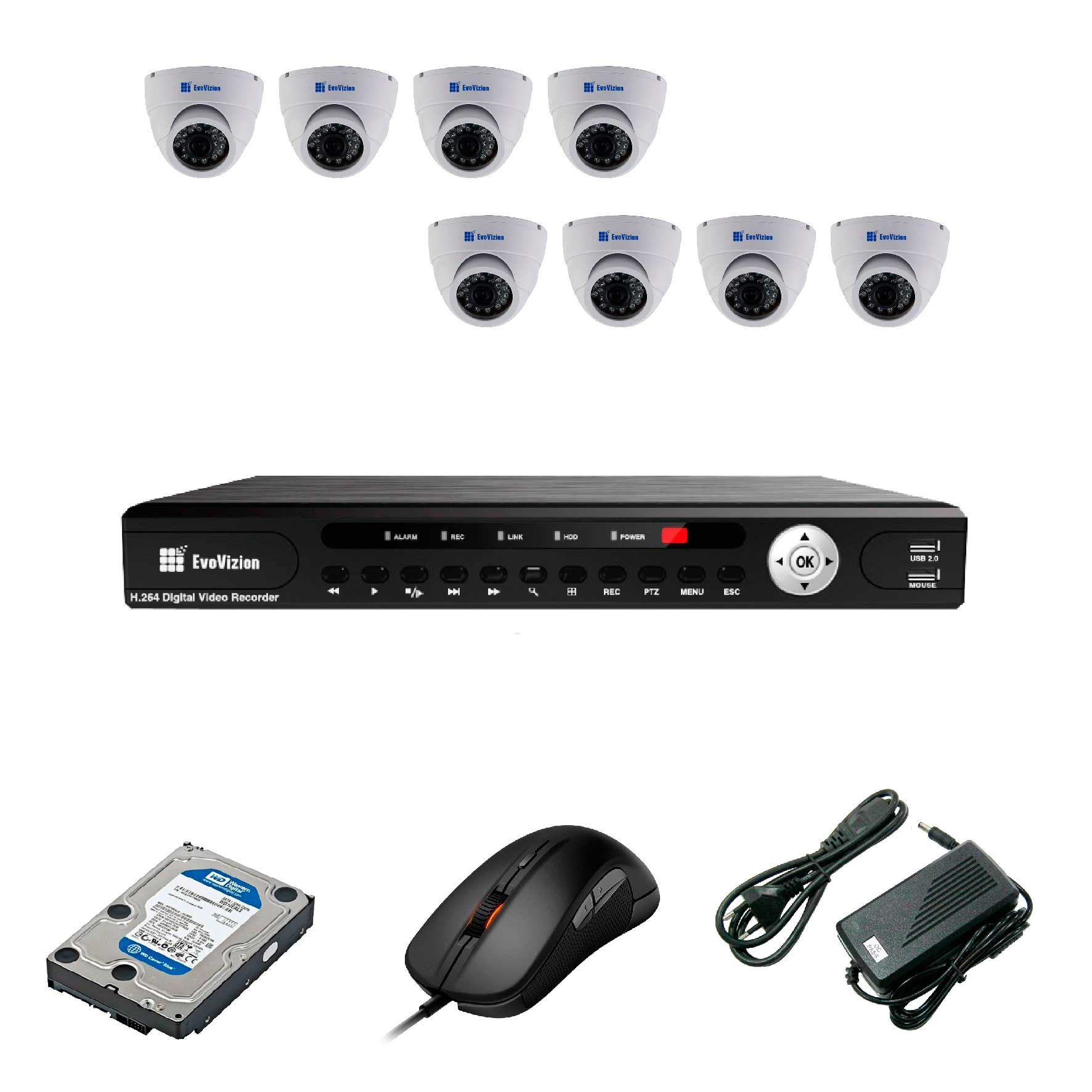 Комплект видеонаблюдения EvoVizion 8DOME-240 + HDD 1 Тб